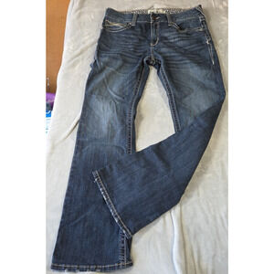 Ariat REAL Jeans Womens 32R Blue Denim Perfect Rise Boot Western Stretch 0882